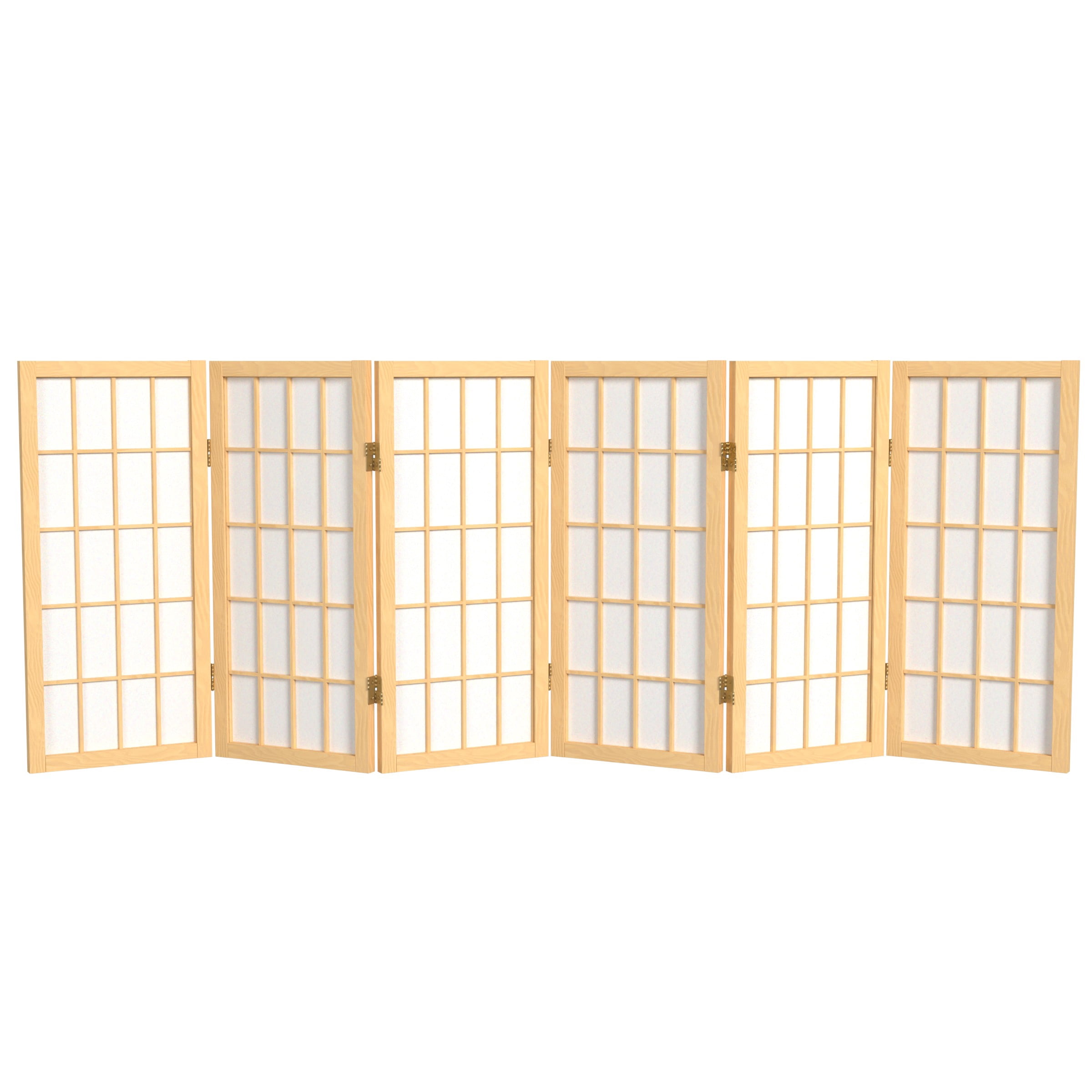 2 ft. Tall Desktop Window Pane Shoji Screen - Natural - 6 Panels