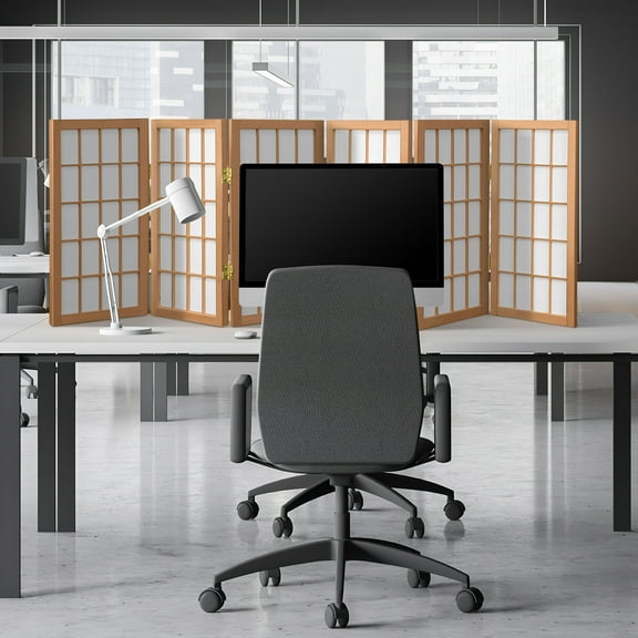 2 ft. Tall Desktop Window Pane Shoji Screen - Natural - 6 Panels