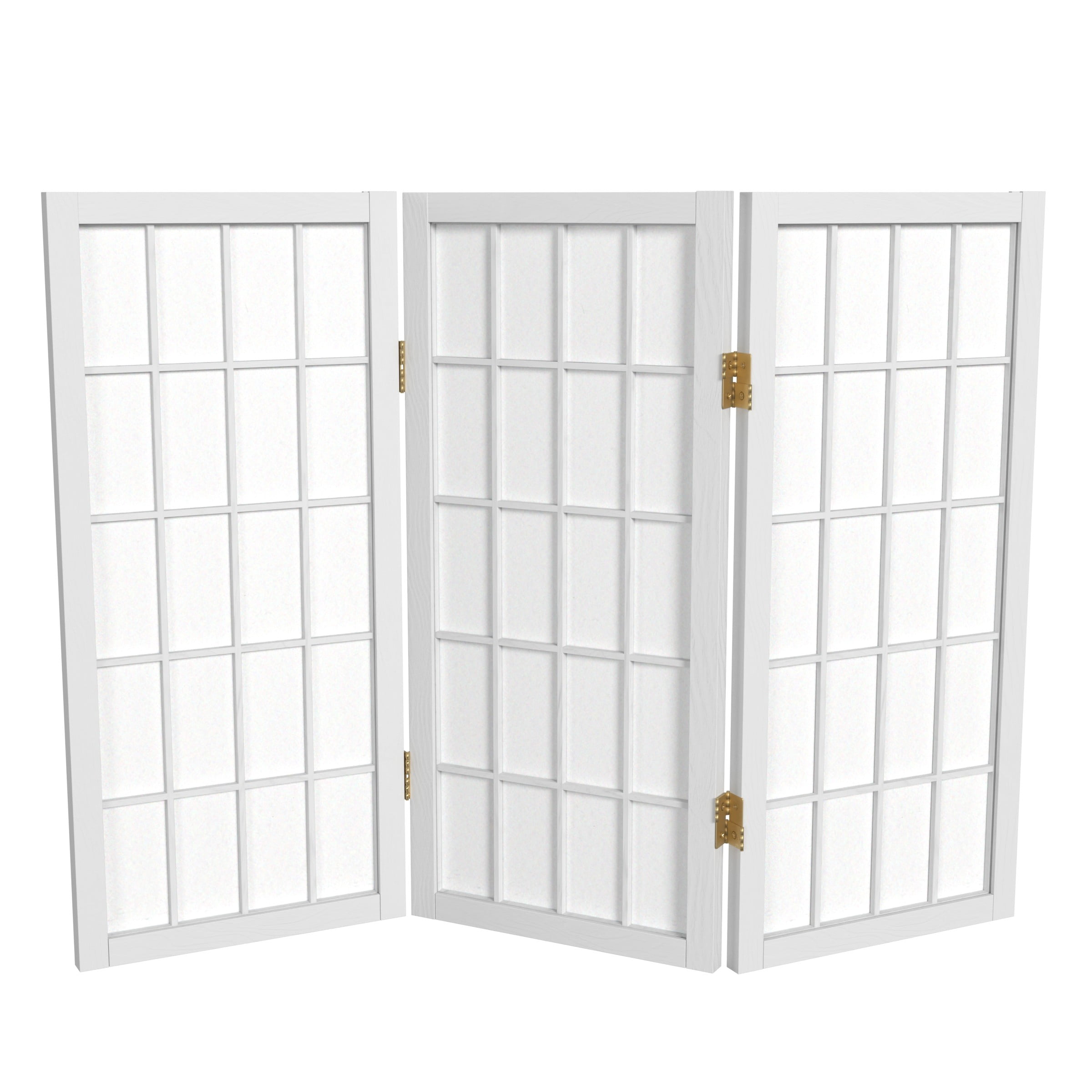 2 ft. Tall Desktop Window Pane Shoji Screen - White - 3 Panels