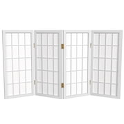 2 ft. Tall Desktop Window Pane Shoji Screen - White - 4 Panels