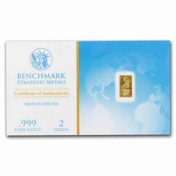 2 grains Benchmark Strategic Metals Gold Bar .999 Fine