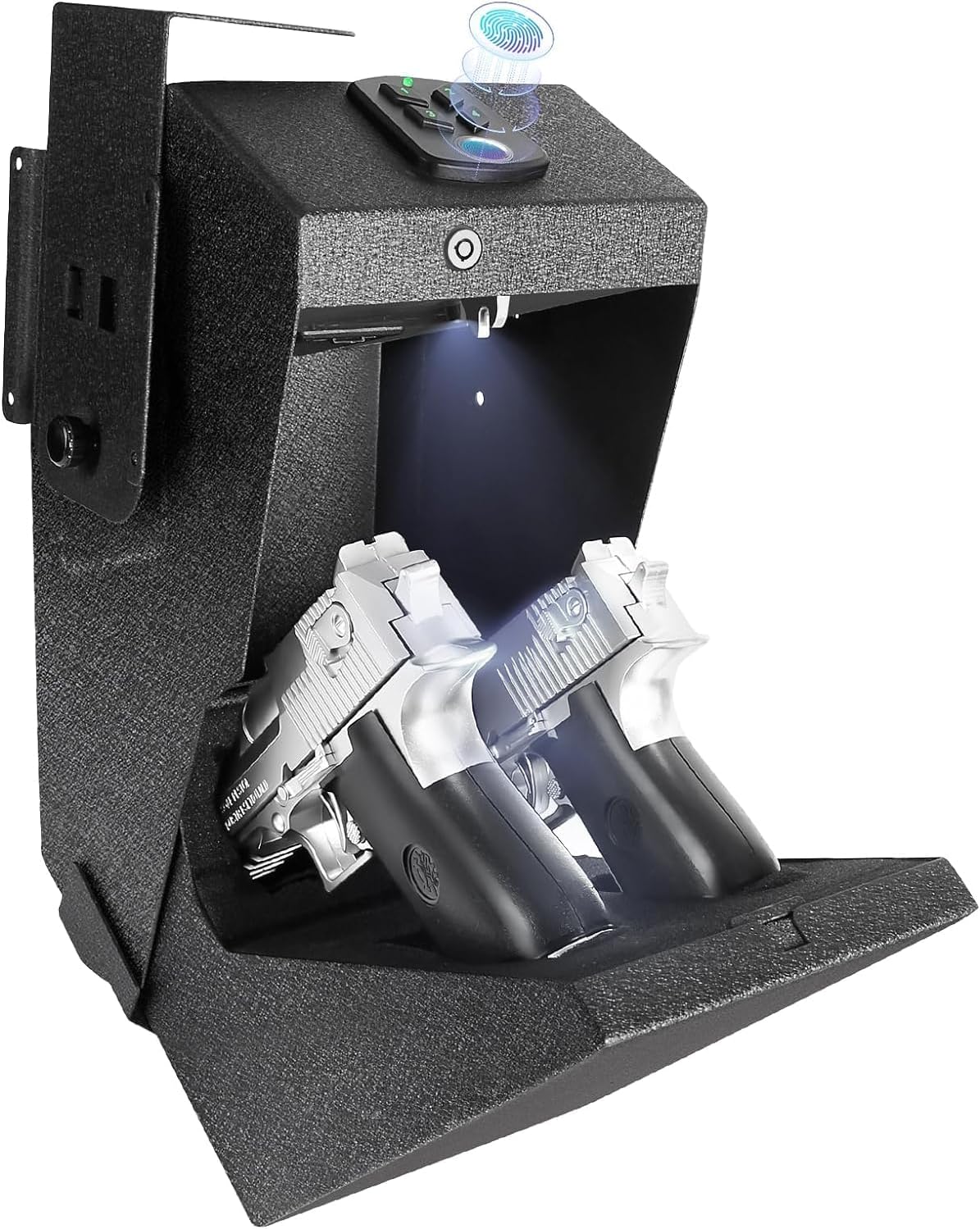 【2 guns capacity】 GUN Safe Biometric Pistol Safe Drop Down Handgun Safe