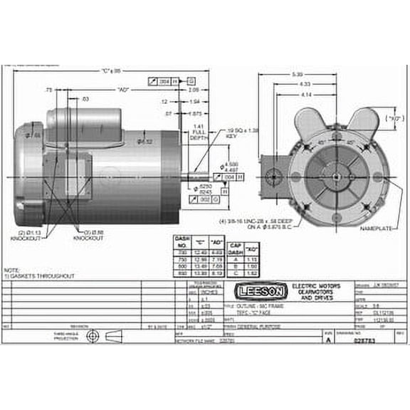 2 hp 1800 RPM 56C Frame TEFC C-Face (no base) 115/230 Volts Leeson Electric Motor # 112136