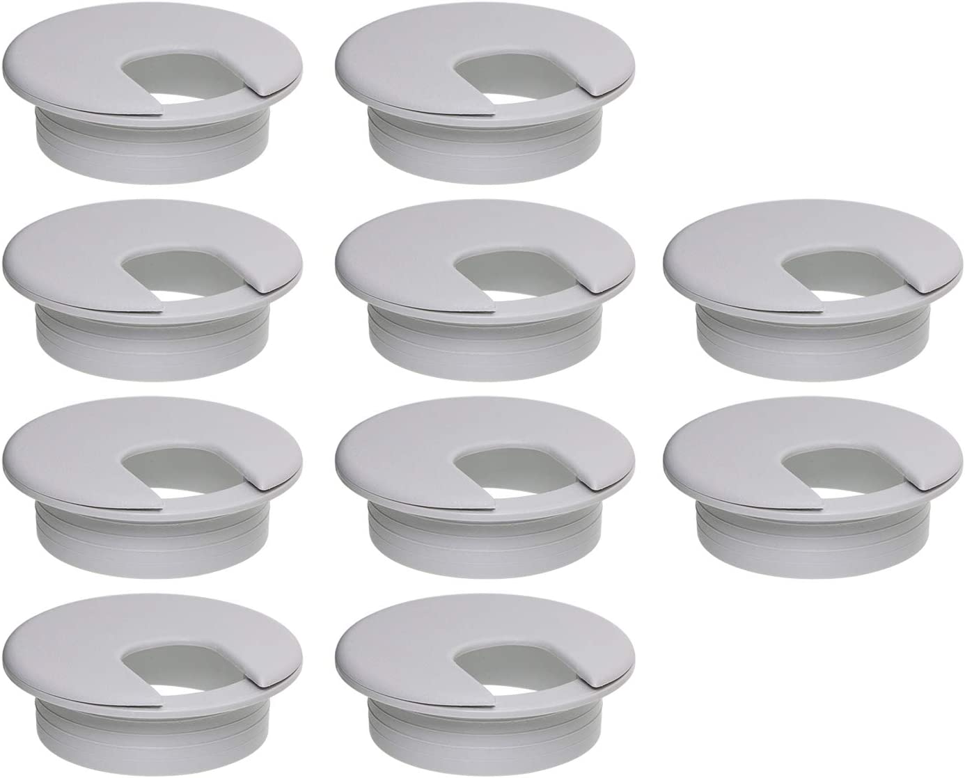 2 i h 10 pcs Plastic Desk Grommet for Wire Cords Cable Flexible Management Lightweight Adjustable Hole Cover Plate Organizer for Office Home Table Cable (Gray)