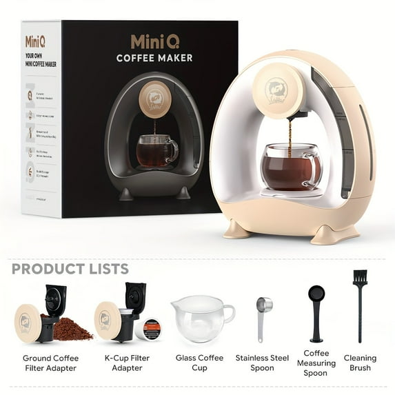 2-iN-1 Single Serve Coffee Maker Compatible With K Cup & Ground Coffee, Espresso Coffee Machine Americano Mini Coffee Machine/Tea Maker With Coffee Filter/K CUP-Adapter, 4-8 Oz One Cup Brewing Size