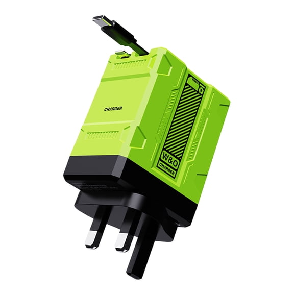 2-in-1 120W Fast Charger with Retractable Cable, 22.6W Adaptive Charging for Phones, Tablets & Laptops, Compact Travel-Ready Charger(Green)