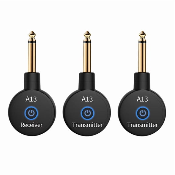 2-in-1 2.4GHz Wireless Guitar System 48KHz Audio Wireless Guitar Transmitter Receiver Electric Guitar Bass Amplifier,1 * Receiver 2 * Transmitter 1 * Data cable,Black