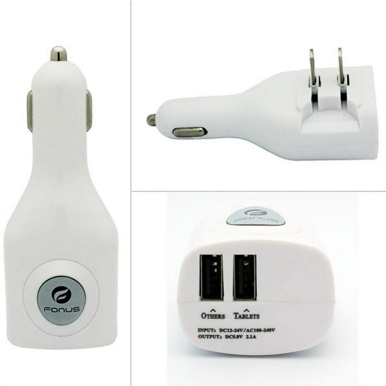 2-in-1 2-Port USB Car Home Charger Power Adapter DC Socket Wall