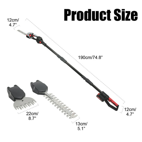 2-in-1 21V Mini Pole Hedge Trimmer, Electric Grass Shear with Extension Pole, Multi-Angle Adjustable Cordless Shrub Trimmer
