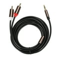 thumbnail image 1 of 2-in-1 3.5mm Male to Dual RCA Audio Cable - 3 Meter Speaker/Subwoofer Connector for Computers and Phones, 1 of 8