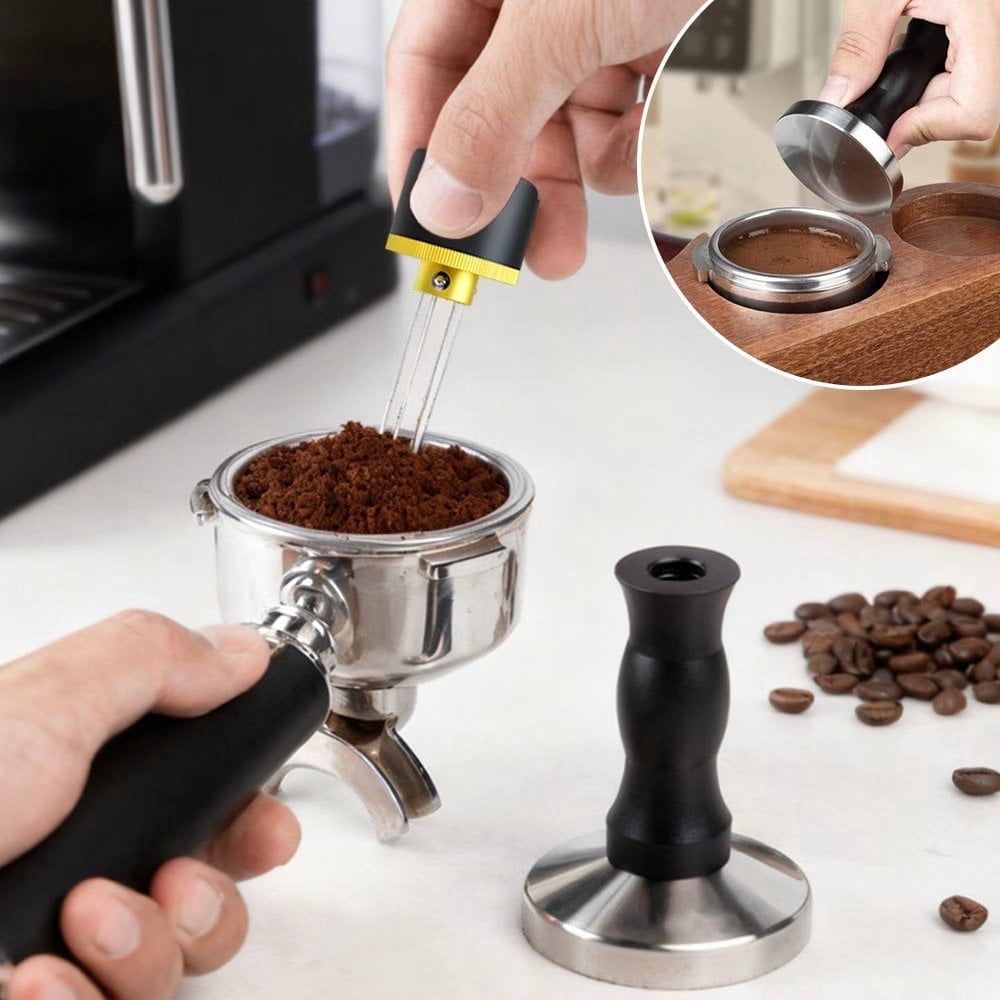 2-in-1 53.3mm Espresso WDT Tool and Tamper with Dosing Ring and Rubber ...
