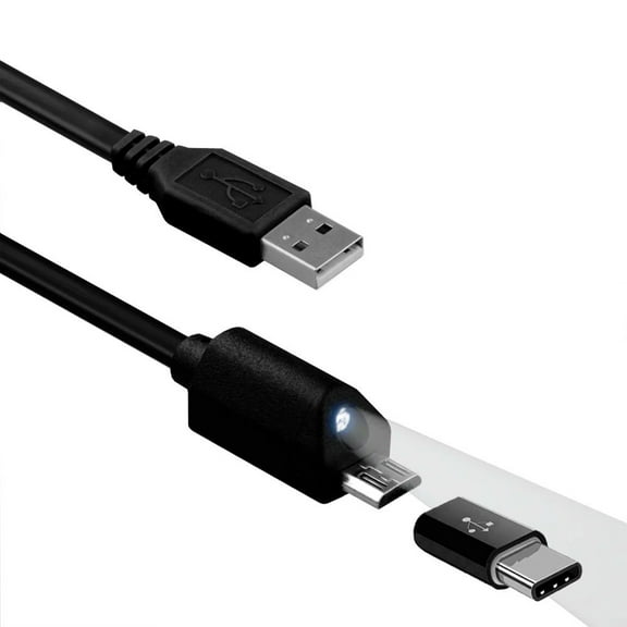 2-in-1 6ft Long USB Cable for Nokia C200 Phone, Nokia T20/T21 Tablet - Micro-USB and USB-C Type-C Adapter Fast Charging Power Cord Sync Wire for Nokia C200 Phone, Nokia T20/T21 Tablet