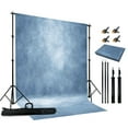 thumbnail image 1 of 2-in-1 Abstract Light Blue Photography Backdrop Stand Kit 6.5x6.5 ft Portable Dual Rod Stand with 6x8ft Polyester Backdrop for Portraits and Photo Props, 1 of 7