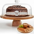 thumbnail image 1 of 2-in-1 Acacia Wood Cake Stand with Lid, Cake Stand with Acrylic Dome Light Weight, Strudy & Well Polished, Cake Plate with Lid for Parties, Weddings, and Everyday Use, Cake Display Stand with Lid, 1 of 8