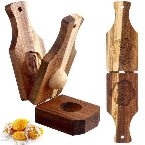 2-in-1 Acacia Wood Tostones Plantain Press & Smasher - Caribbean-Style Heavy-Duty Wood Potato Masher with Tostone Maker, Traditional Latin Kitchen Gadget for Plantains & Root Vegetables ( Wood)