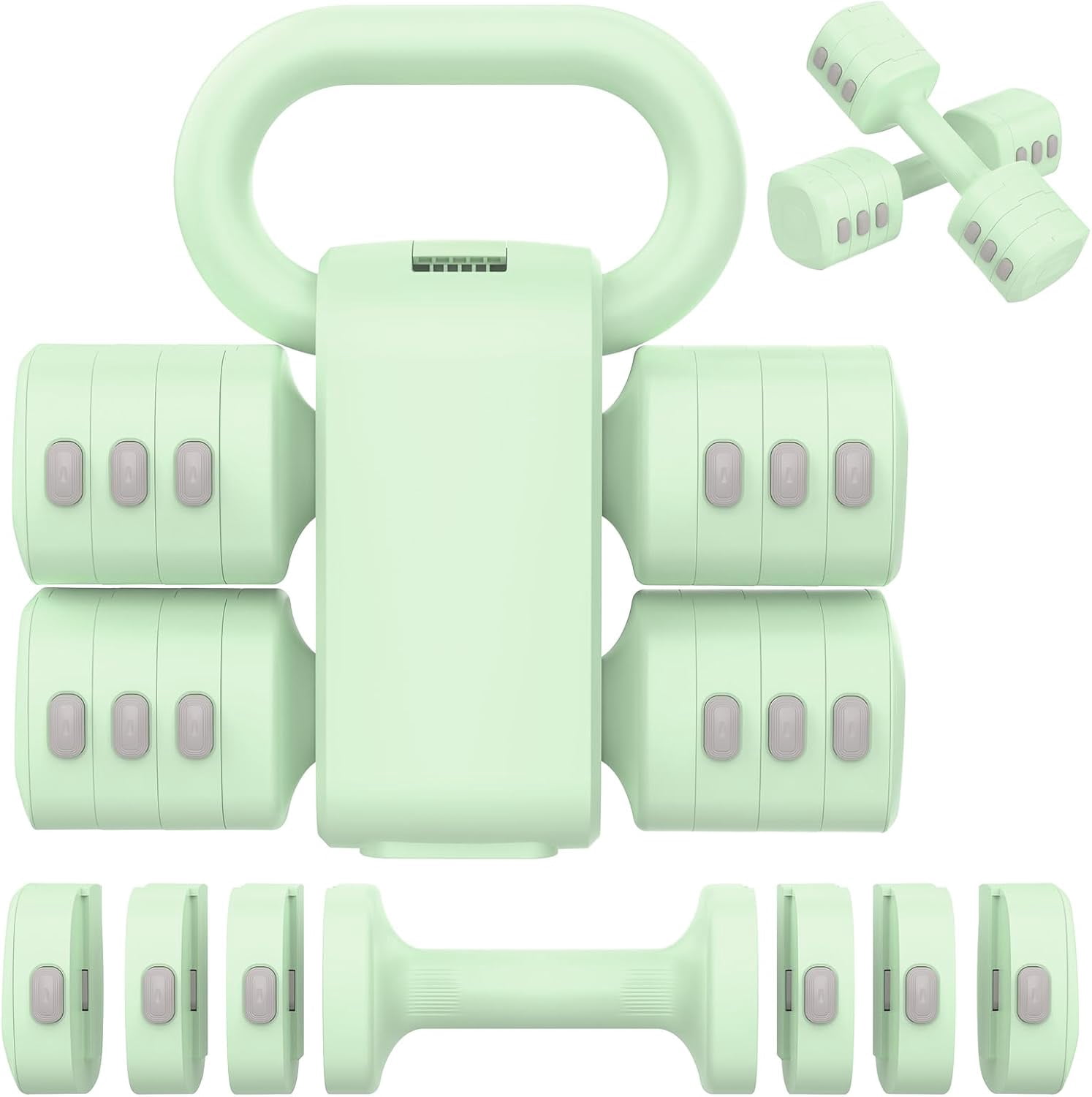 2-in-1 Adjustable Dumbbell Set, 4-Level Weight Dumbbell Set for Women and Men, Each piece weighs 2.2/3.3/4.4/5.5lb and comes in a kettlebell form, ideal for home gym workouts and training
