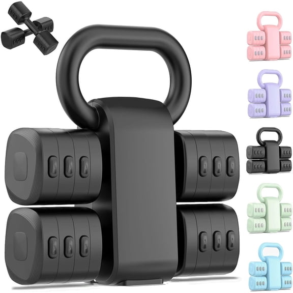 2-in-1 Adjustable Dumbbell Set, Upgraded 4 Levels Hand Weights for Women Men, Each 2.2/3.3/4.4/5.5lb, Convertible Weights Dumbbells and Kettlebell Set for Gym Exercise & Fitness