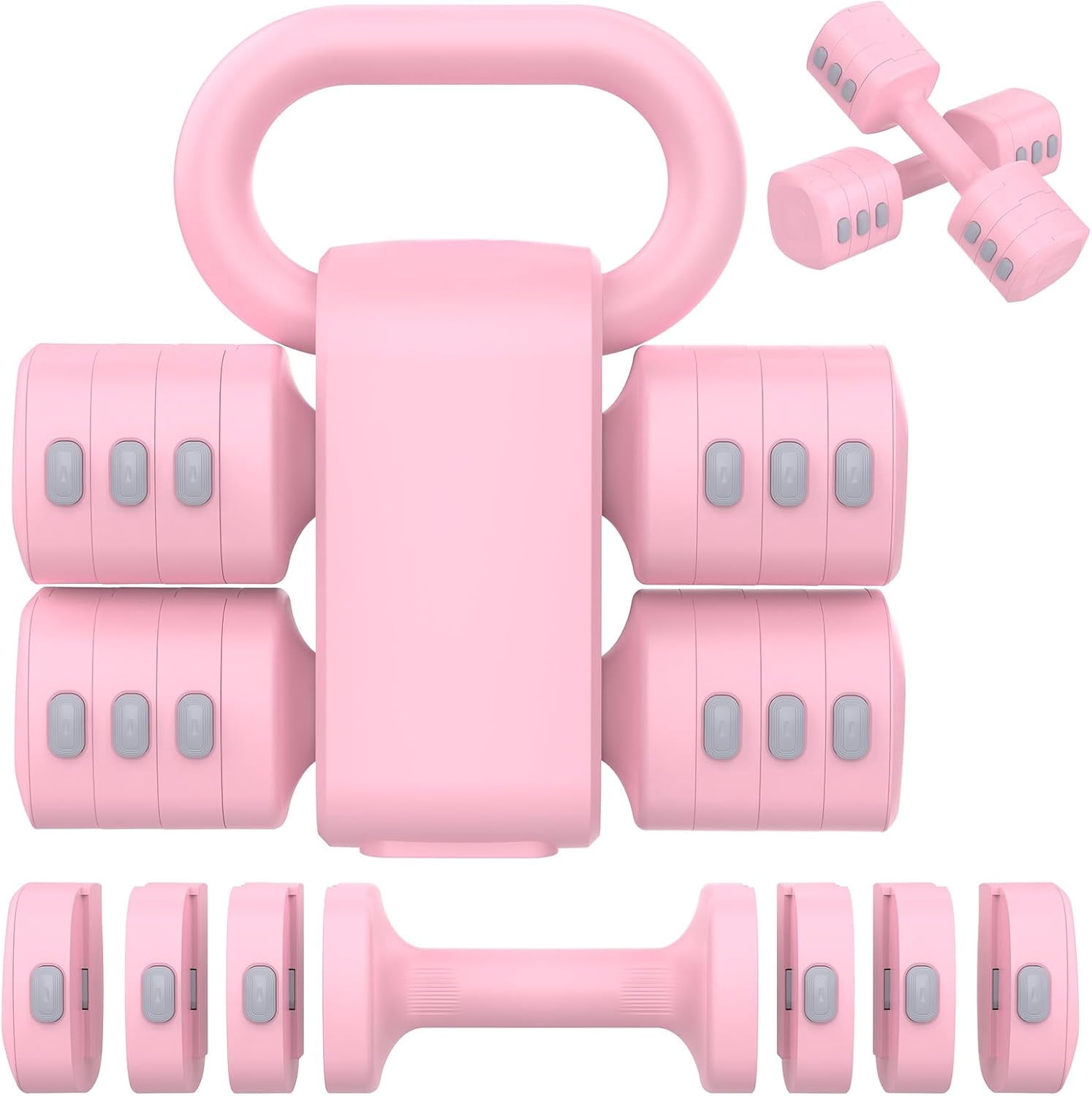 2-in-1 Adjustable Dumbbells Set, 4 Levels Weight Dumbbells Set for Women Men, Each 2.2/3.3/4.4/5.5lb Hand Weights with Kettlebell Form for Home Gym Exercise Training