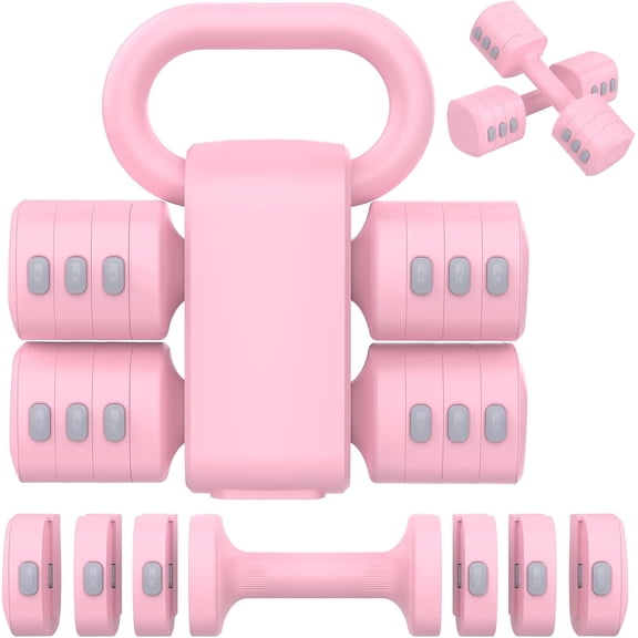 2-in-1 Adjustable Dumbbells Set, 4 Levels Weight Dumbbells Set for Women Men, Each 2.2/3.3/4.4/5.5lb Hand Weights with Kettlebell Form for Home Gym Exercise Training