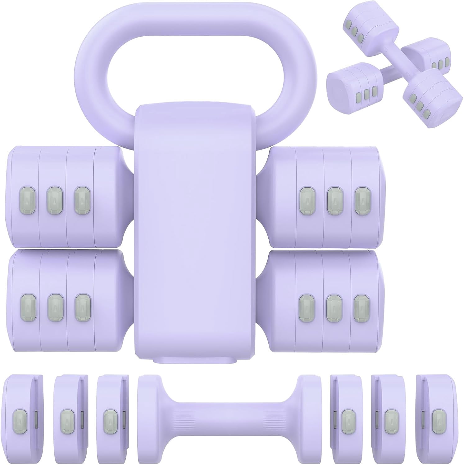 2-in-1 Adjustable Dumbbells Set, 4 Levels Weight Dumbbells Set for Women Men, Each 2.2/3.3/4.4/5.5lb Hand Weights with Kettlebell Form for Home Gym Exercise Training