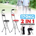 thumbnail image 1 of 2 in 1 Adjustable Stainless Walking Cane Stick Elderly Care Portable Folding Walking Stick Travel Cane with Chair Seat Stool, 1 of 5