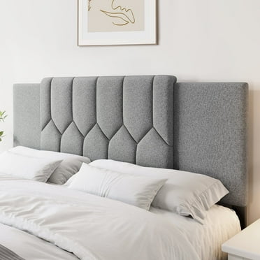 Salamir Height & Width Adjustable Head Boards, Upholstered Tufted Headboard for Full, Queen Beds,Dorm Headboard, Padded Linen, Grey