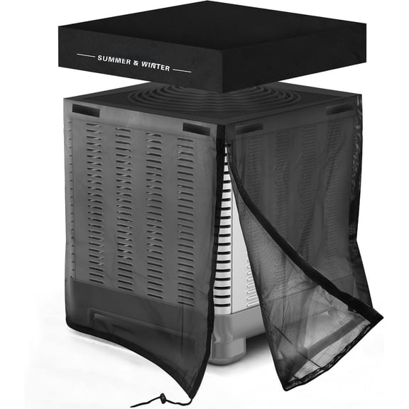 2 in 1 Air Conditioner Covers for Outside Units,Full Mesh & Detachable Top AC Unit Defender Cover for ,Protect from Leaves,Snow & Dust 24"*24"*28"