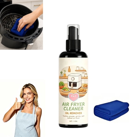 2-in-1 Air Fryer Cleaner and Degreaser Spray, Clinging Foam Kitchen Degreaser Spray, Strong Fast Oil-Removing Formula Sticks to Air Fryer Surfaces to Clear Stubborn Oil Buildup
