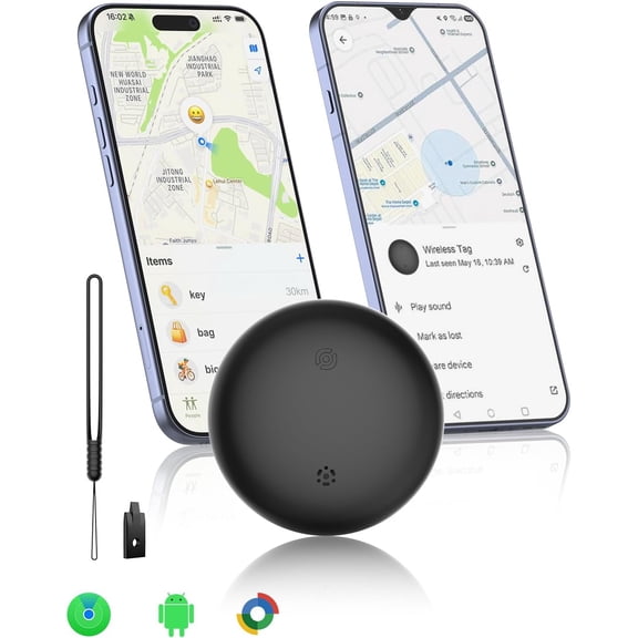 2-in-1 Air Tracker Tag for iOS & Android - Smart Tags Dual System Bluetooth Finder Compatible with Apple Find My & Android Find Hub, Mini GPS Tracker Item Finders for Keys, Wallet, Luggage, Pet, Bike