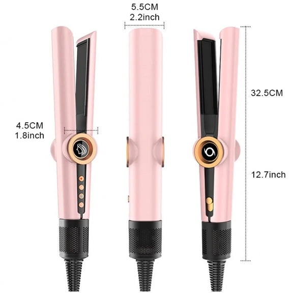 2‑in‑1 Airflow Hair Dryer and Straightener Brush, Professional Ionic Wet‑to‑Dry Flat Iron, Anti‑Frizz Hair Styling Tool with Adjustable Temperature & Rotary Control Dial 