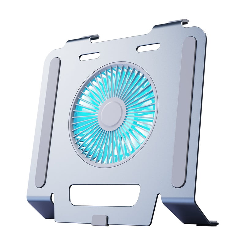 2-in-1 Aluminum Laptop Cooling Stand, Quiet Fan Notebook Cooler & Desk Fan for 15.9 Inch Laptops Tablets