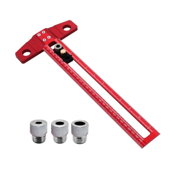 2 in 1 Angles T Square Ruler for Woodworking Accurate with Metric and British Scale Bright Black or Red Coating