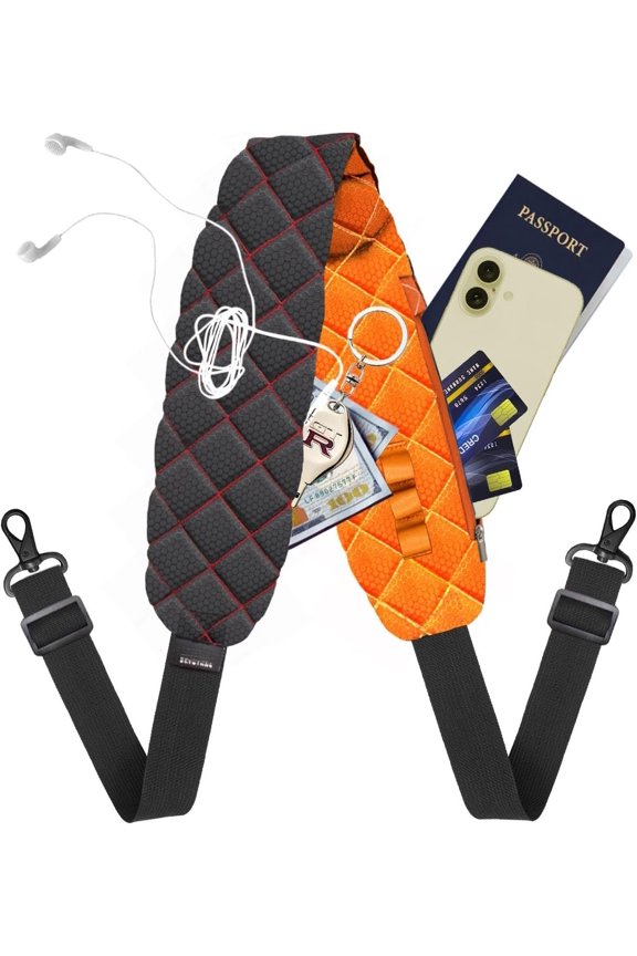 2 in 1 Anti- Bag Strap with Pockets, 54 inch Travel Belt Ultra-Wide and Thick, Comfort and Stylish