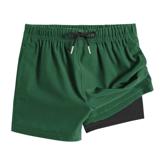 2 in 1 Athletic Shorts for Girls Quick Dry Workout Short with Compression Liner High Rise Drawstring Shorts