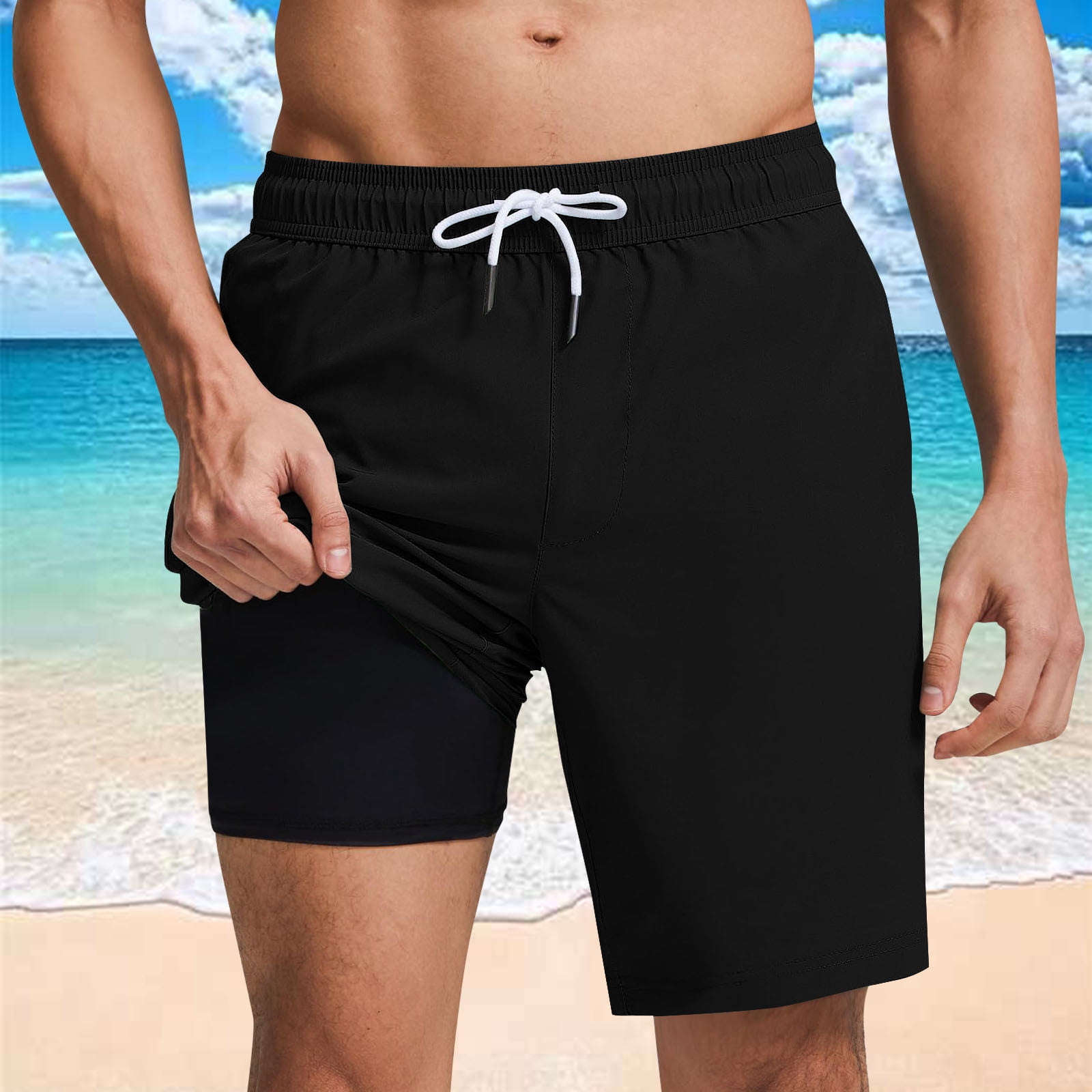 2-in-1 Athletic Shorts for Men Elastic Waist Performance Training ...