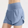 thumbnail image 1 of 2 in 1 Athletic Shorts for Women Biker Underneath Running Shorts High Waisted Gym Workout Short with Side Pockets Blue L, 1 of 1