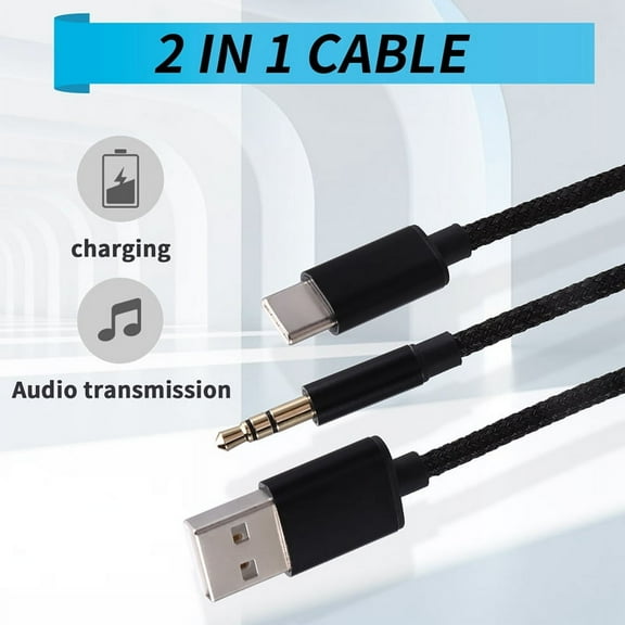 2-in-1 Audio Charging Cable Type-C Car Usb+3.5mm Aux Audio Cable High-Quality Connection Cable for Mobile Devices