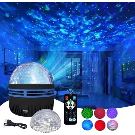 2 in 1 Aurora and Ocean Wave Projector Light with Remote Control, RGB Night Light for Bedroom Home Decor Gift
