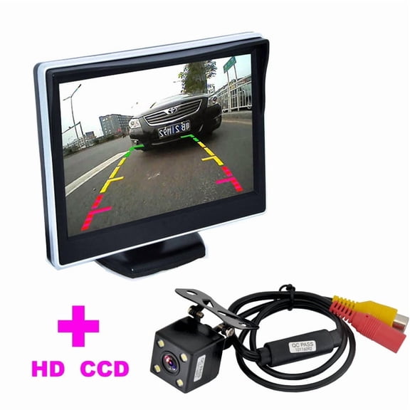2 in 1 Auto Parking Assistance System 5" TFT LCD Car Monitor+4LED Car Rearview Camera CCD 170 Angle monitor car backup camera