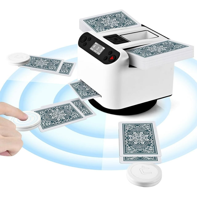 Automatic Card Shuffler and Dealer, 360° Rotating Card Dealer with