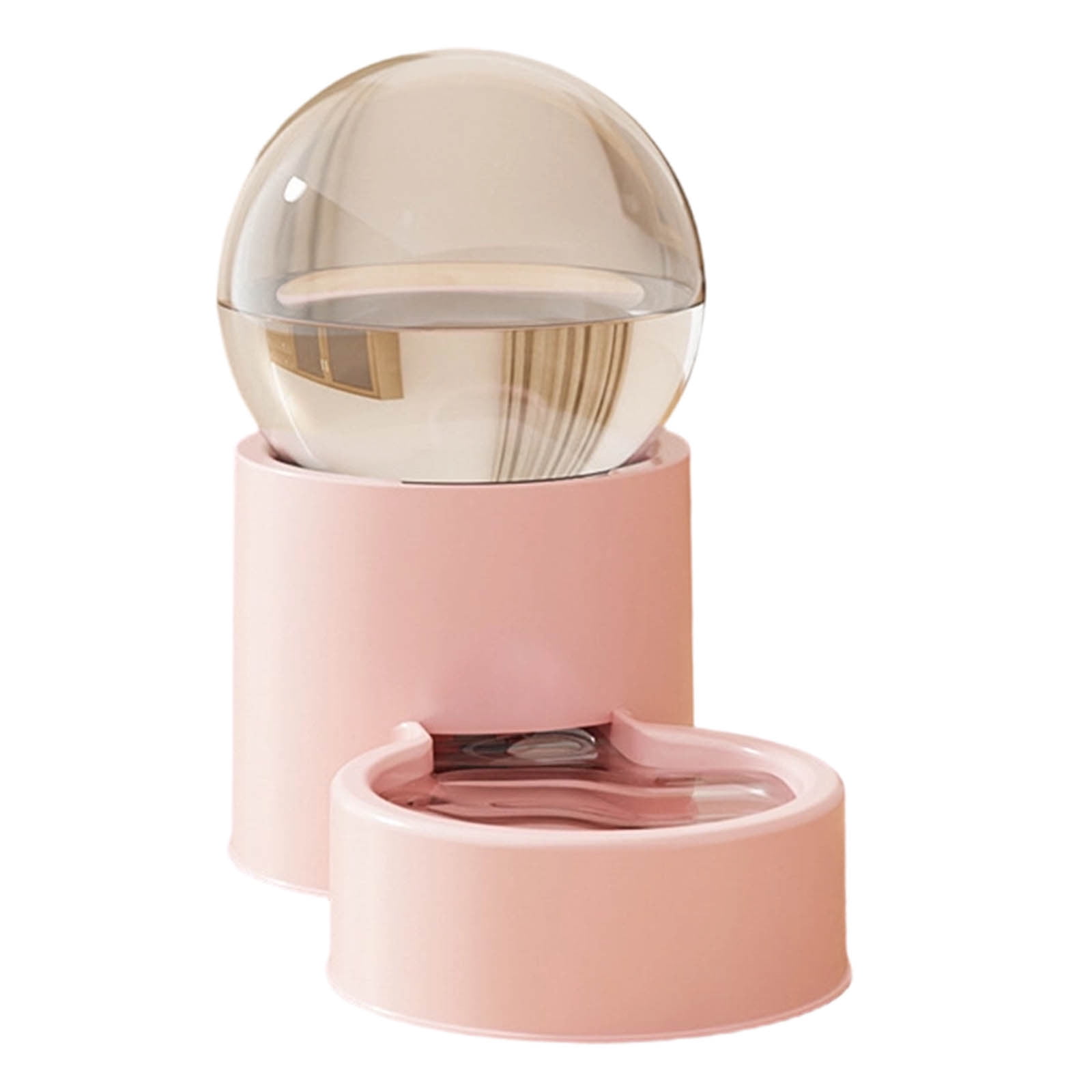 2-in-1 Automatic Cat Feeder Water Dispenser 44oz/1300ml Gravity Leak-Proof Pet Feeding Station Large Capacity No-Plug Food Water Bowl for Kitten Small Dog Pink