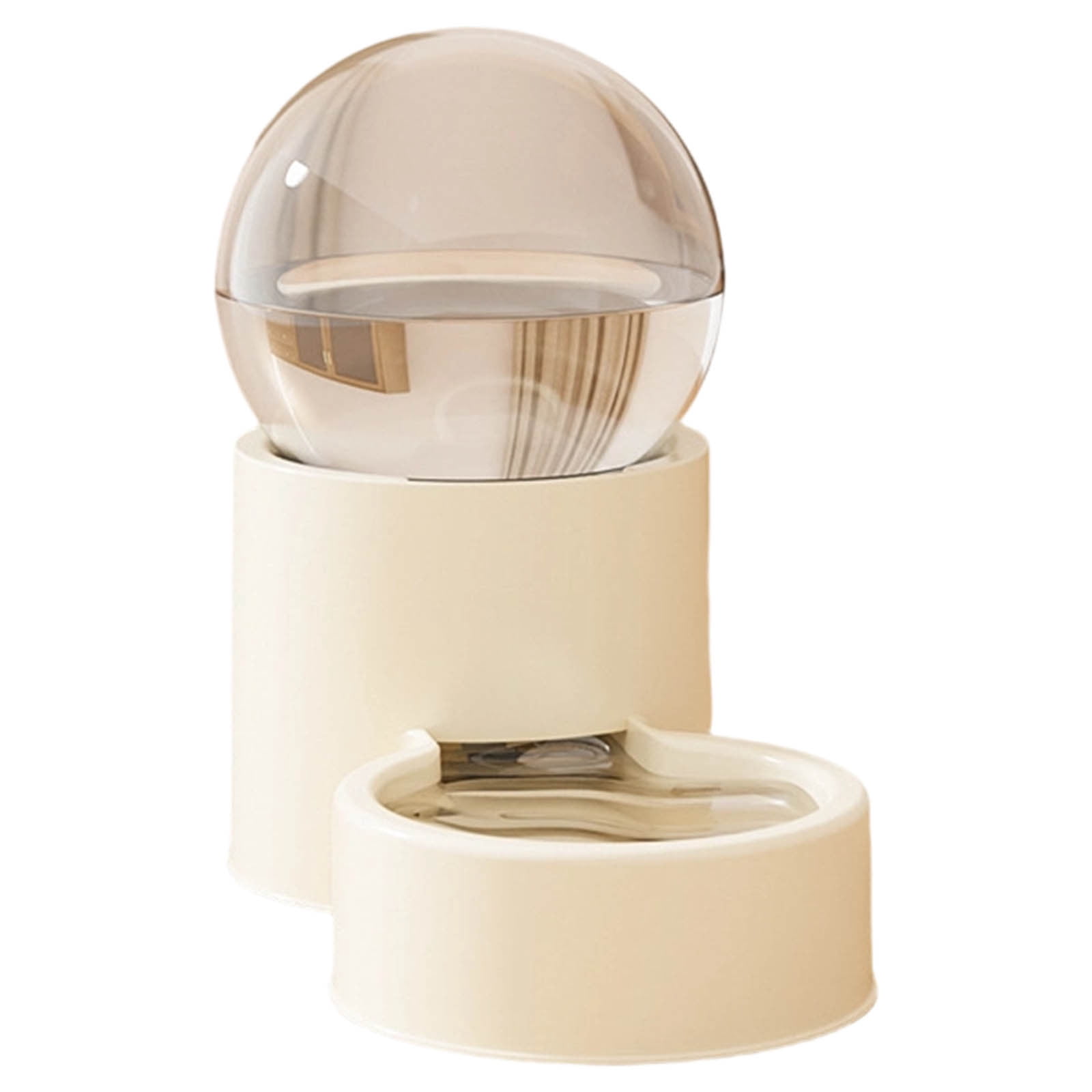2-in-1 Automatic Cat Feeder Water Dispenser 44oz/1300ml Gravity Leak-Proof Pet Feeding Station Large Capacity No-Plug Food Water Bowl for Kitten Small Dog Beige