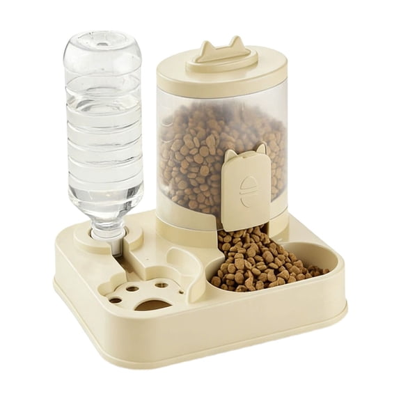 2-in-1 Automatic Cat Feeder & Water Dispenser, Non- Base Gravity Feeding Station for Cats & Small Dogs