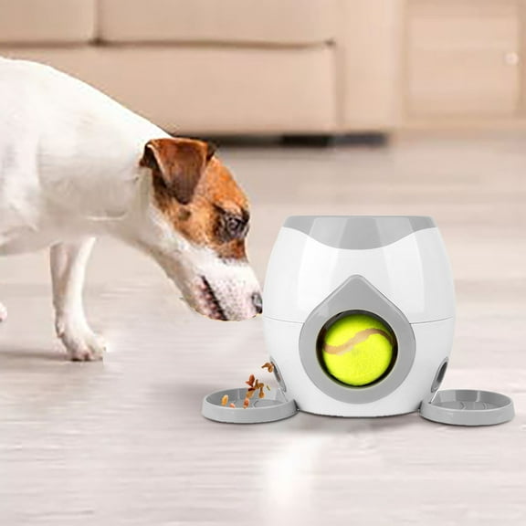 2-in-1 Automatic Dog Ball Launcher & Automatic Treat, Interactive Dog Tennis Ball Throwing Machine Interactive Dog Toy for Training & Fetch