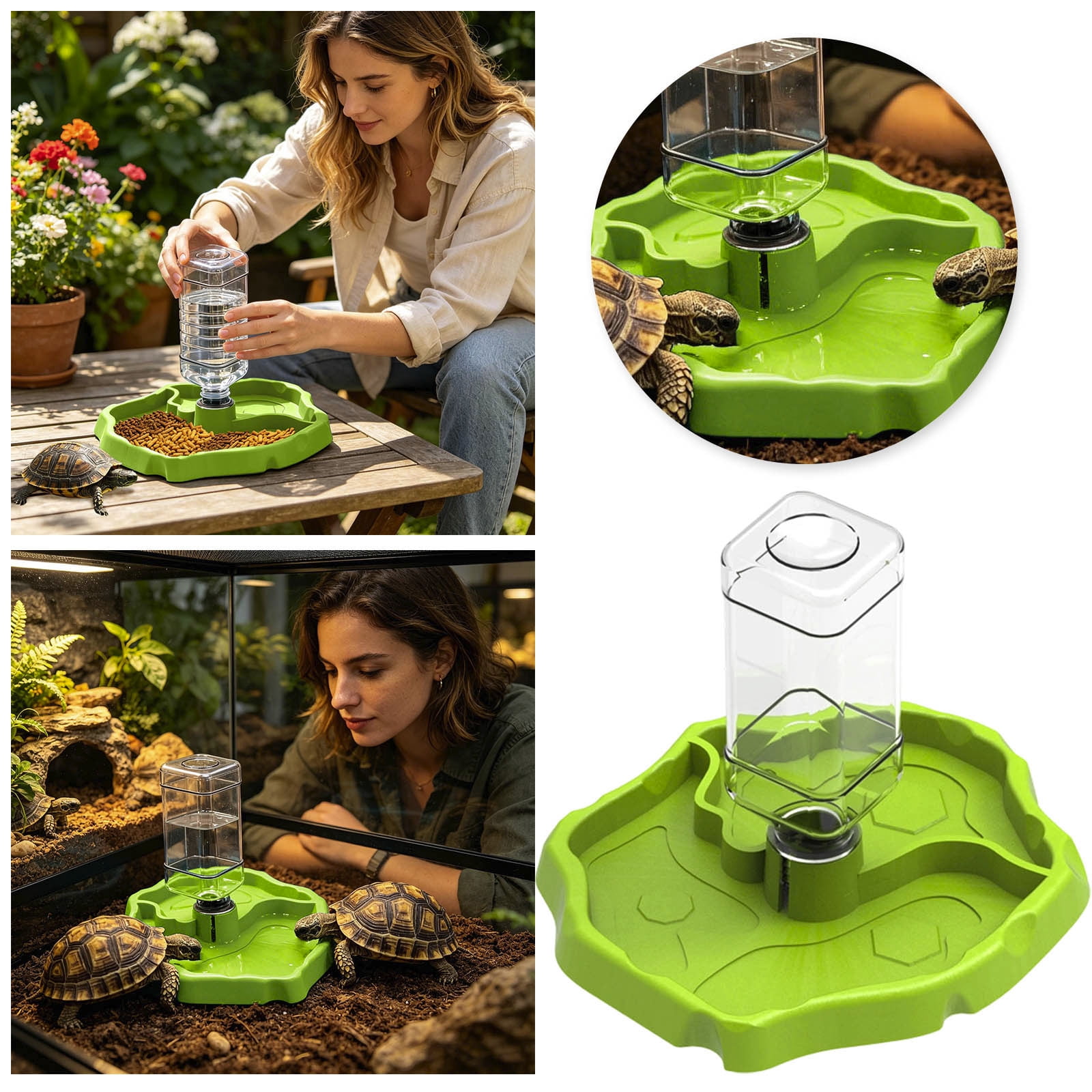 2-in-1 Automatic Pet Feeder & Water Dispenser Integrated Reptile Water
