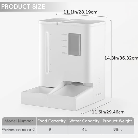 2-in-1 Automatic Pet Feeder Waterer with 2K HD Camera Night Vision 5G/2.4G WiFi App Control 176oz Food 123oz Water 2-Week Supply Detachable Washable No Battery