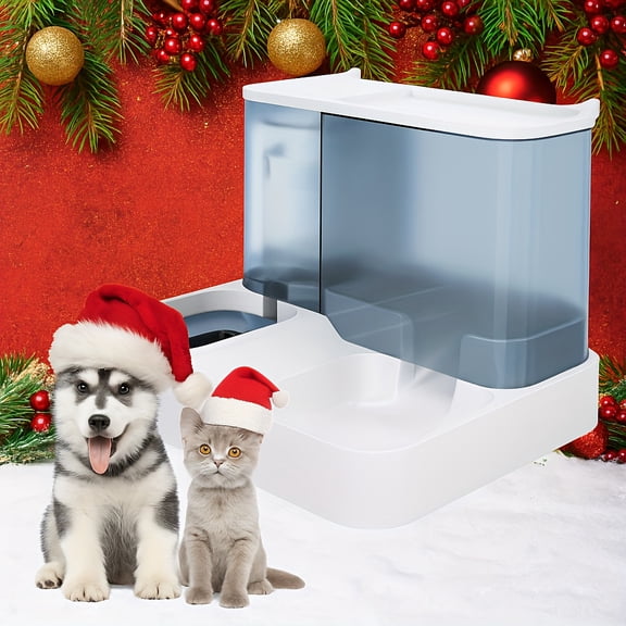 2-in-1 Automatic Pet Food Feeder Without Battery And Water Bottle, Gravity Design For Cats And Small Dogs (Grey)