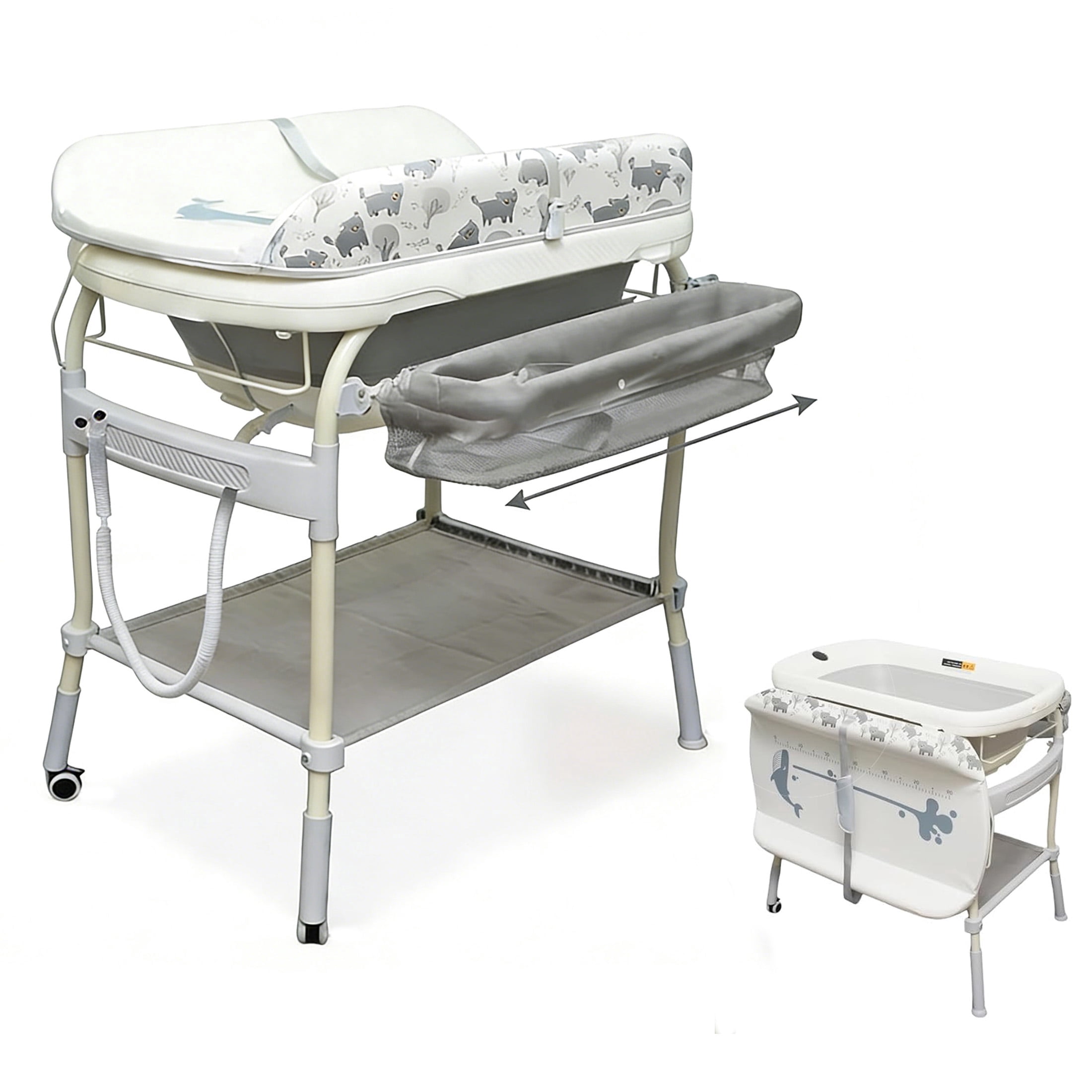 2 in 1 Baby Bathtub with Changing Table, Cuoote Diaper Changing Station Portable Waterproof Changing Table