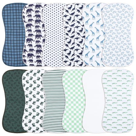 Benoxine Burp Cloths & Baby Bibs 2-in-1, 3-Layer Design Large Size Super Soft & Absorbent Burp Rags for Baby Boys and Girls
