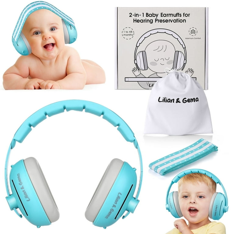 2-in-1 Baby Ear Muffs Noise Protection, Adjustable Headphones with